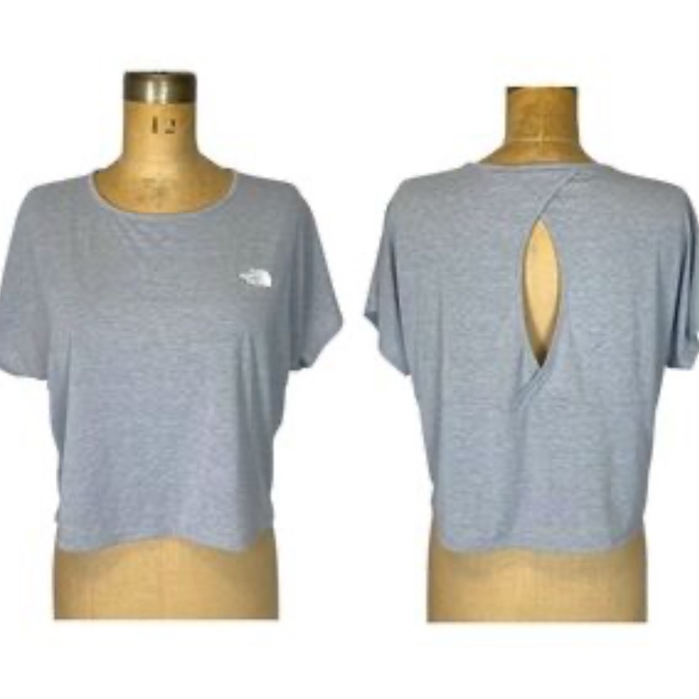 The North Face Women's Light Gray Short Sleeve Tee Open Back EUC